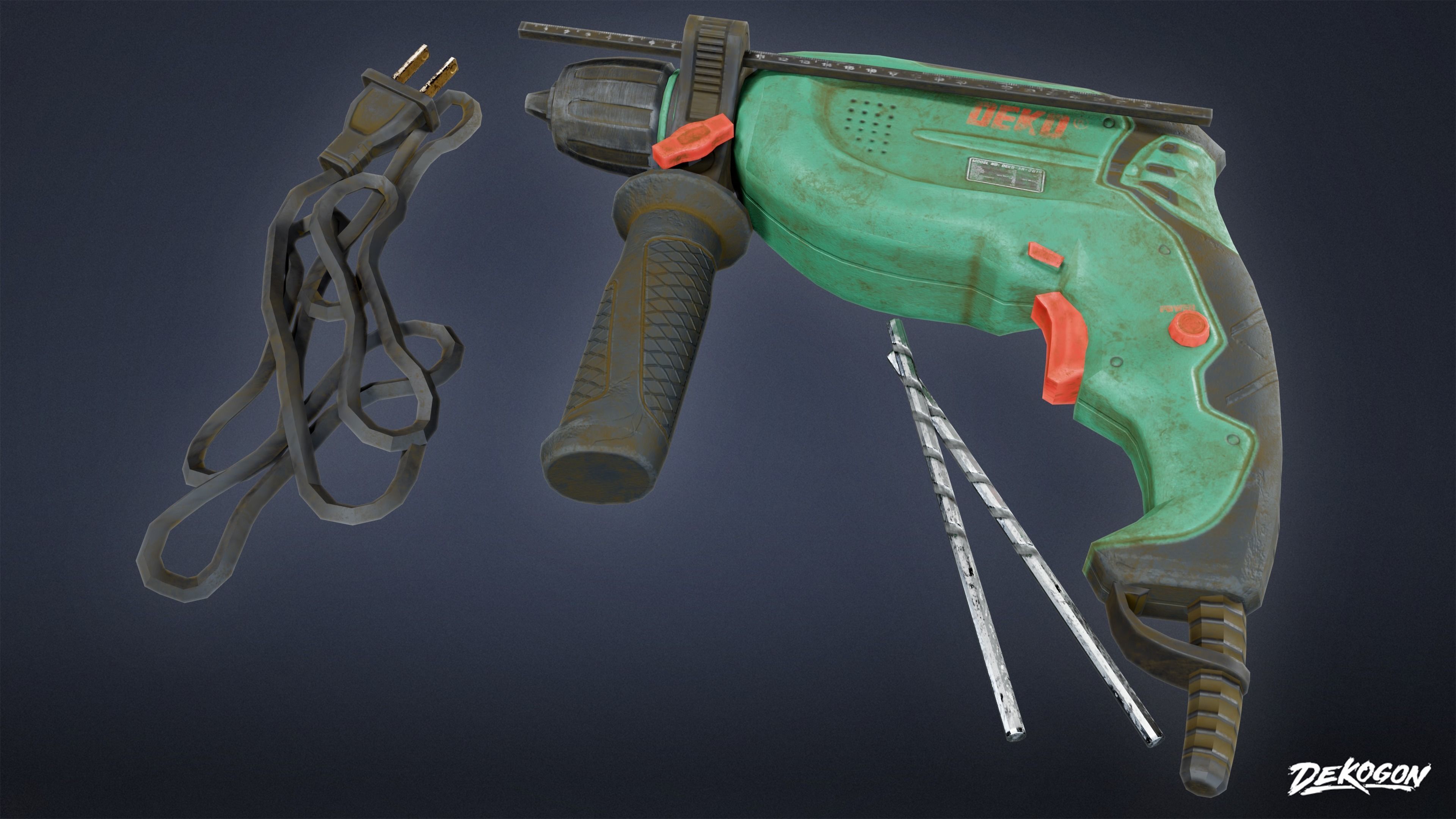 TOOLSHED - Impact Drill 01 - LOW POLY Low-poly 3D model_8