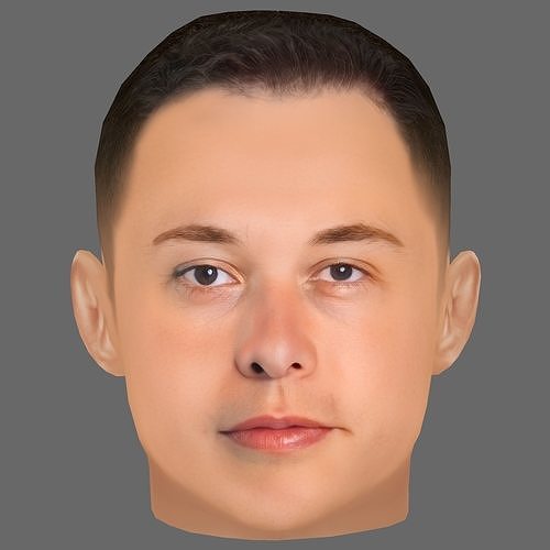 Elon Musk Head - Low poly head for game Low-poly 3D model