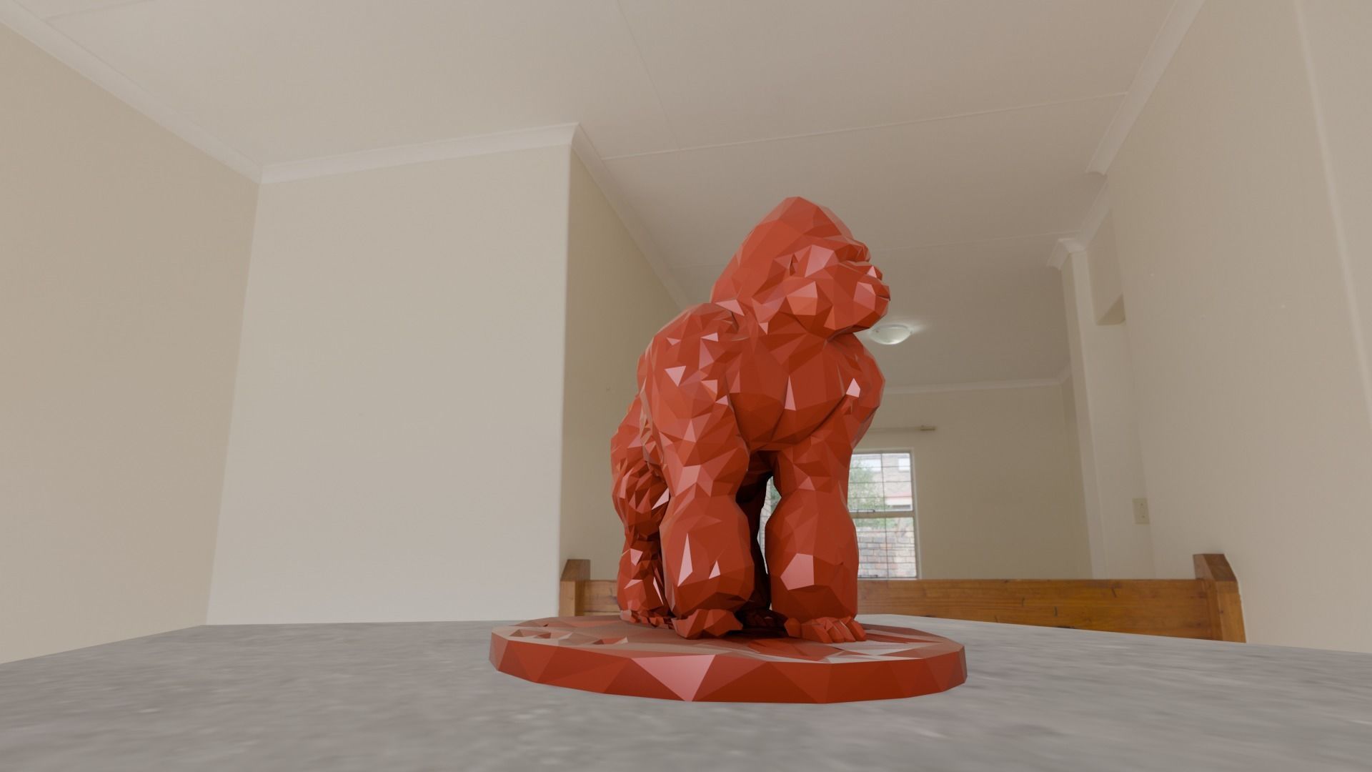 Gorilla looking left low poly geometrical stl 3d print file 3D print model_2