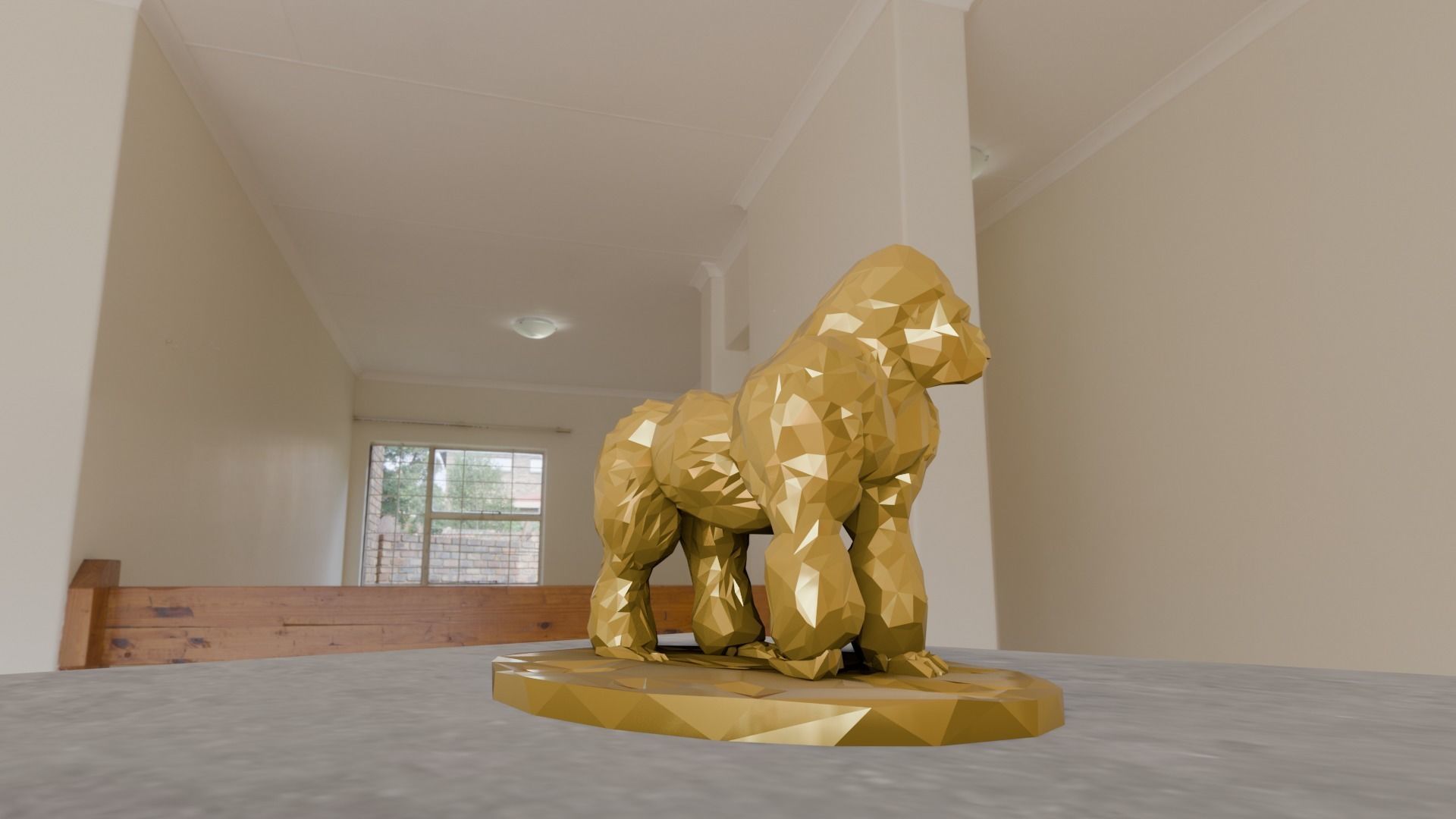 Gorilla looking left low poly geometrical stl 3d print file 3D print model_3