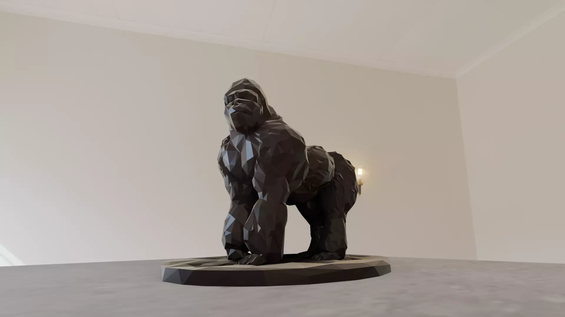 Gorilla looking left low poly geometrical stl 3d print file 3D print model_0