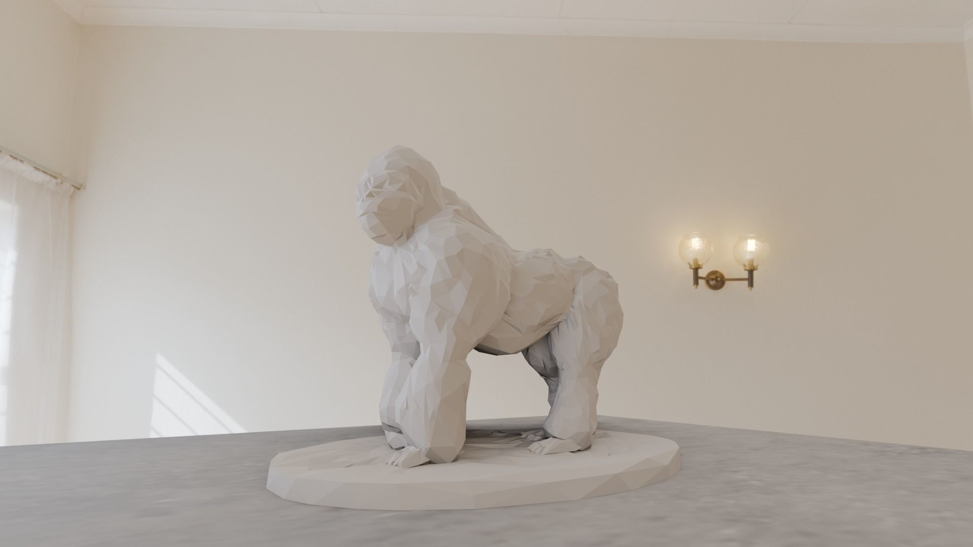 Gorilla looking left low poly geometrical stl 3d print file 3D print model_1