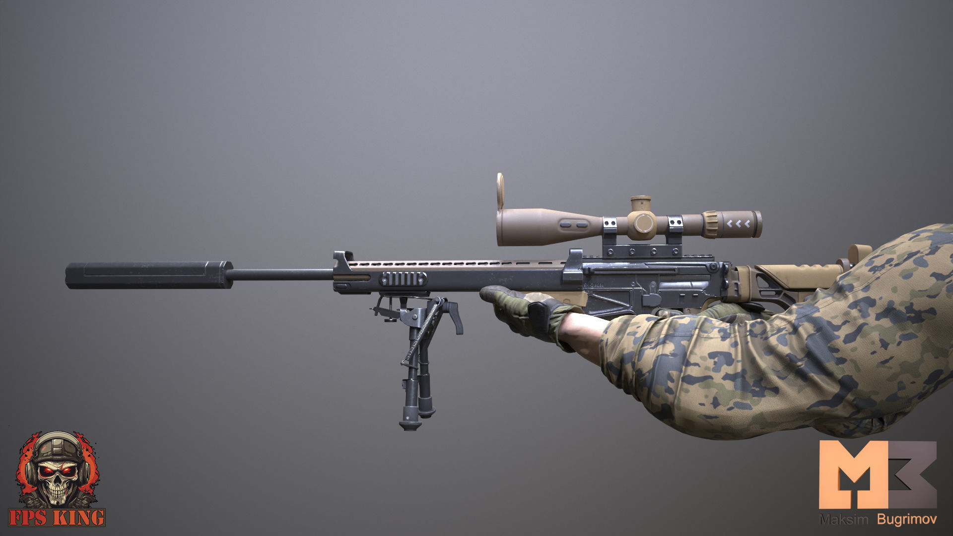 Sniper Rifle 03 Low-poly 3D model_6