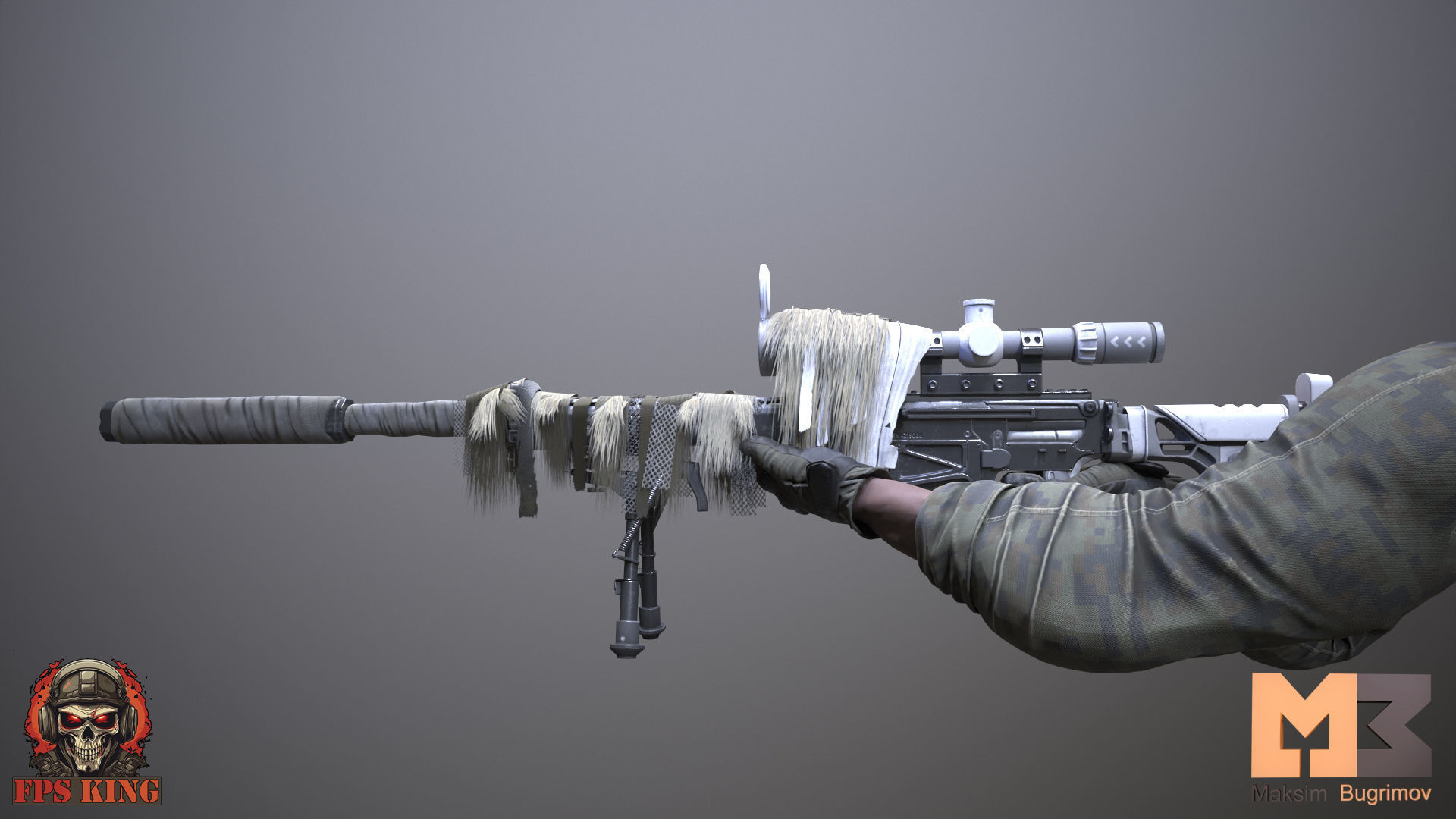 Sniper Rifle 03 Low-poly 3D model_3