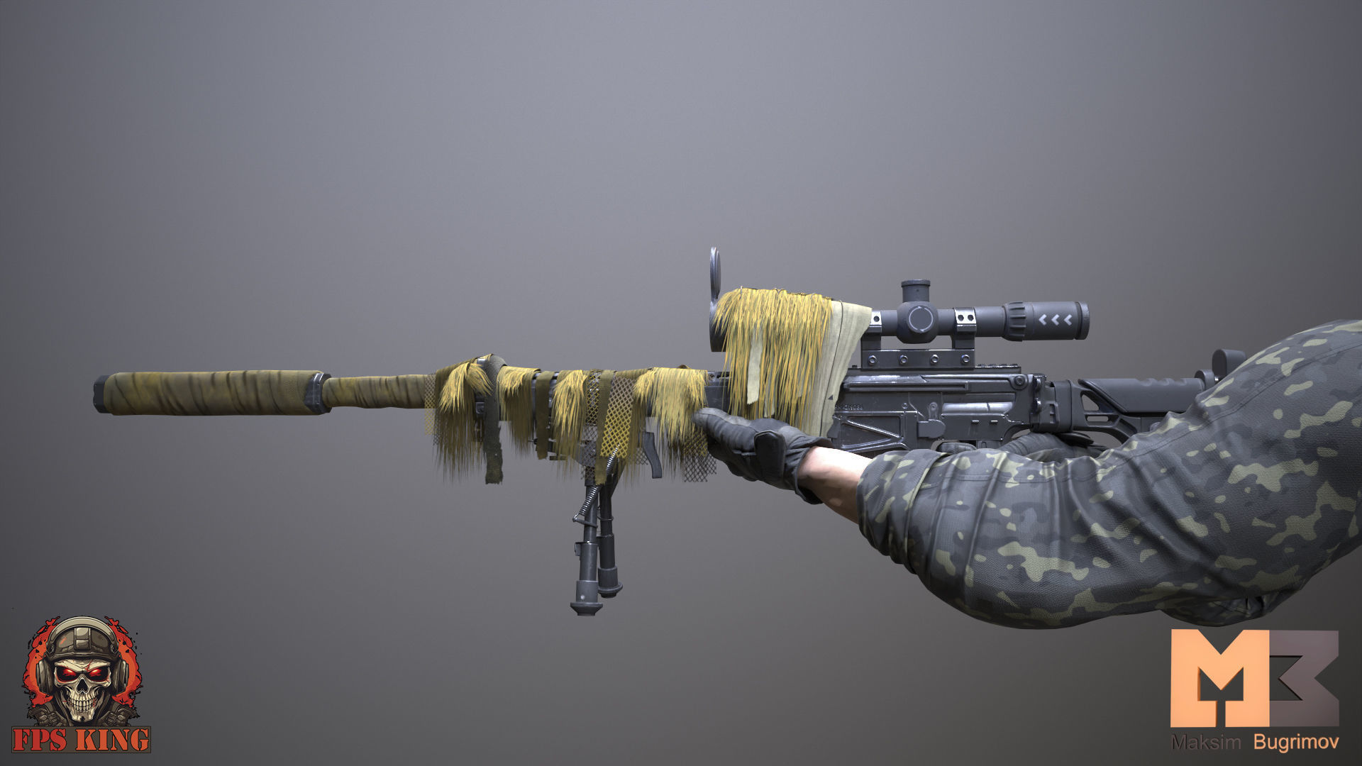 Sniper Rifle 03 Low-poly 3D model_4