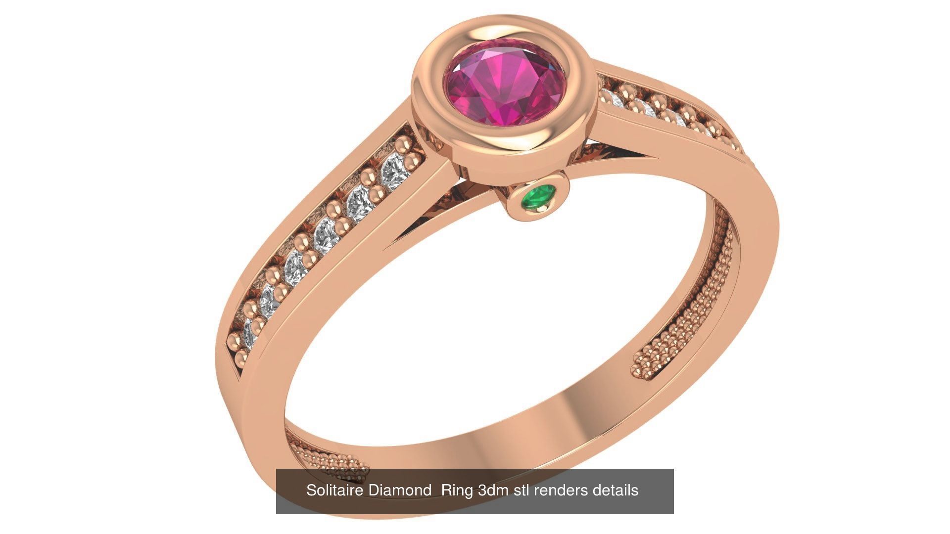 41 Solitaire Diamond Ring 3dm stl renders 3D Model Collection_12