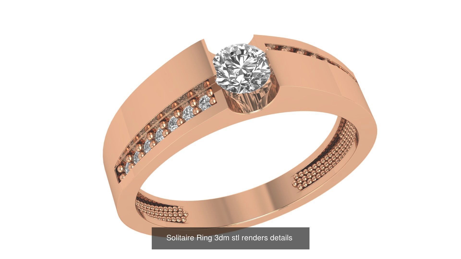 41 Solitaire Diamond Ring 3dm stl renders 3D Model Collection_11