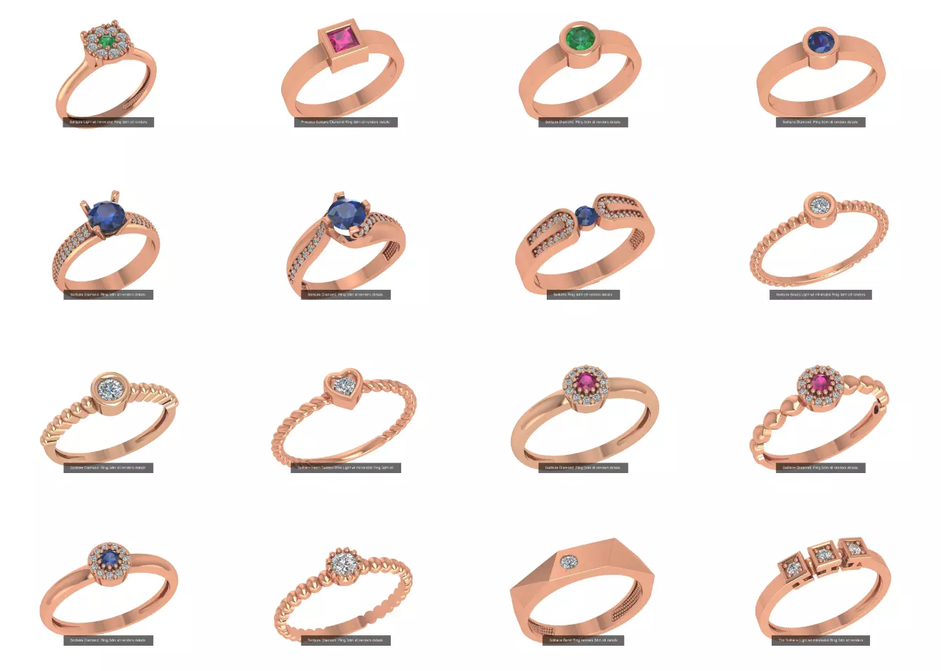 41 Solitaire Diamond Ring 3dm stl renders 3D Model Collection_0