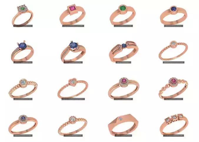 41 Solitaire Diamond Ring 3dm stl renders 3D Model Collection