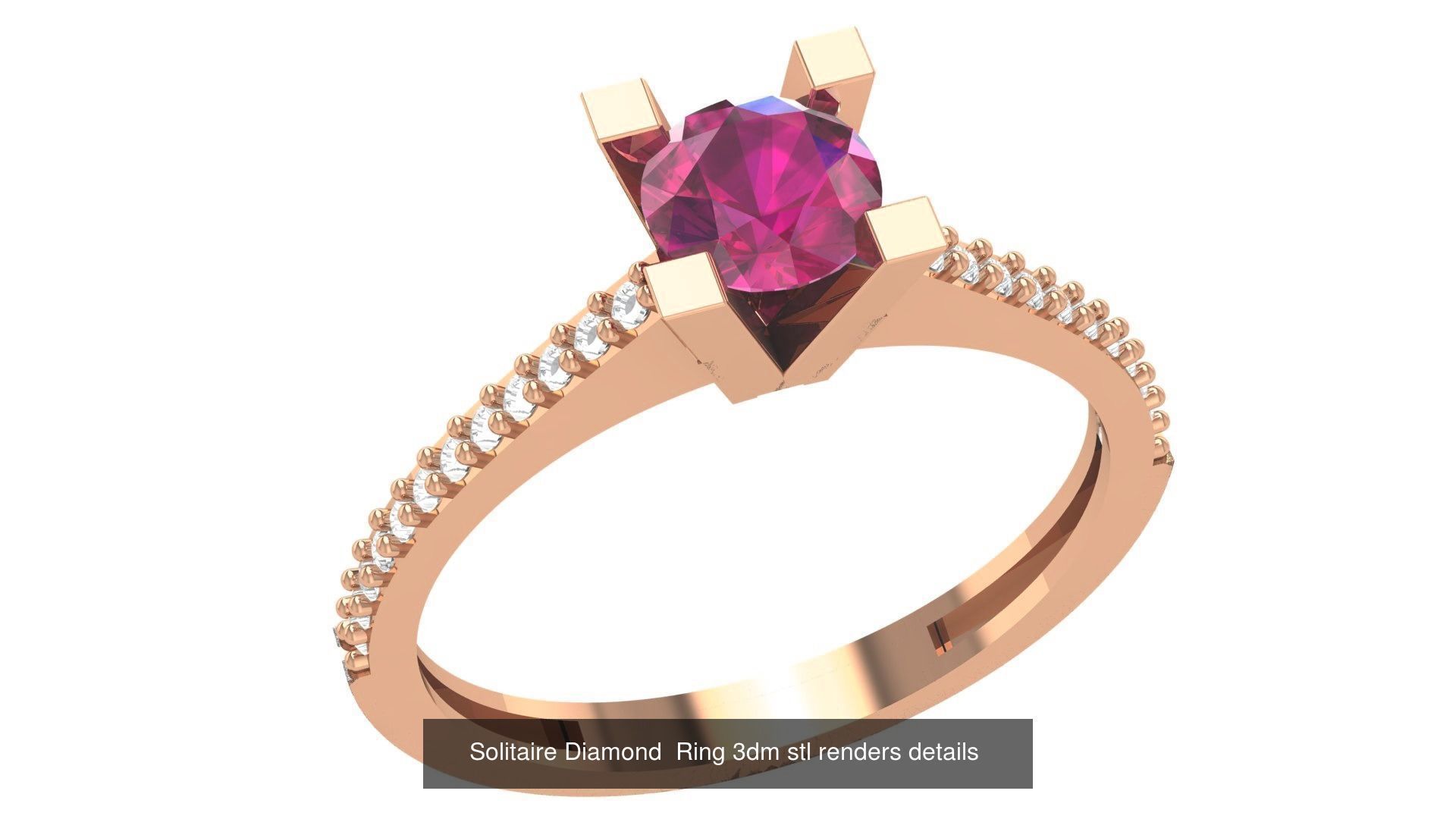 41 Solitaire Diamond Ring 3dm stl renders 3D Model Collection_13