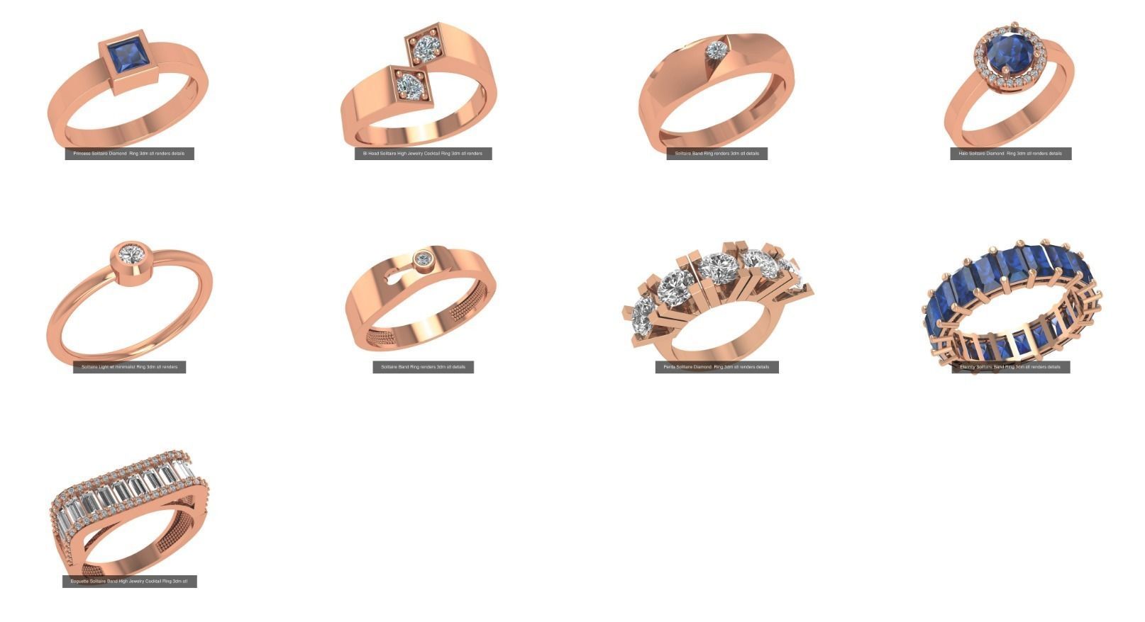 41 Solitaire Diamond Ring 3dm stl renders 3D Model Collection_2
