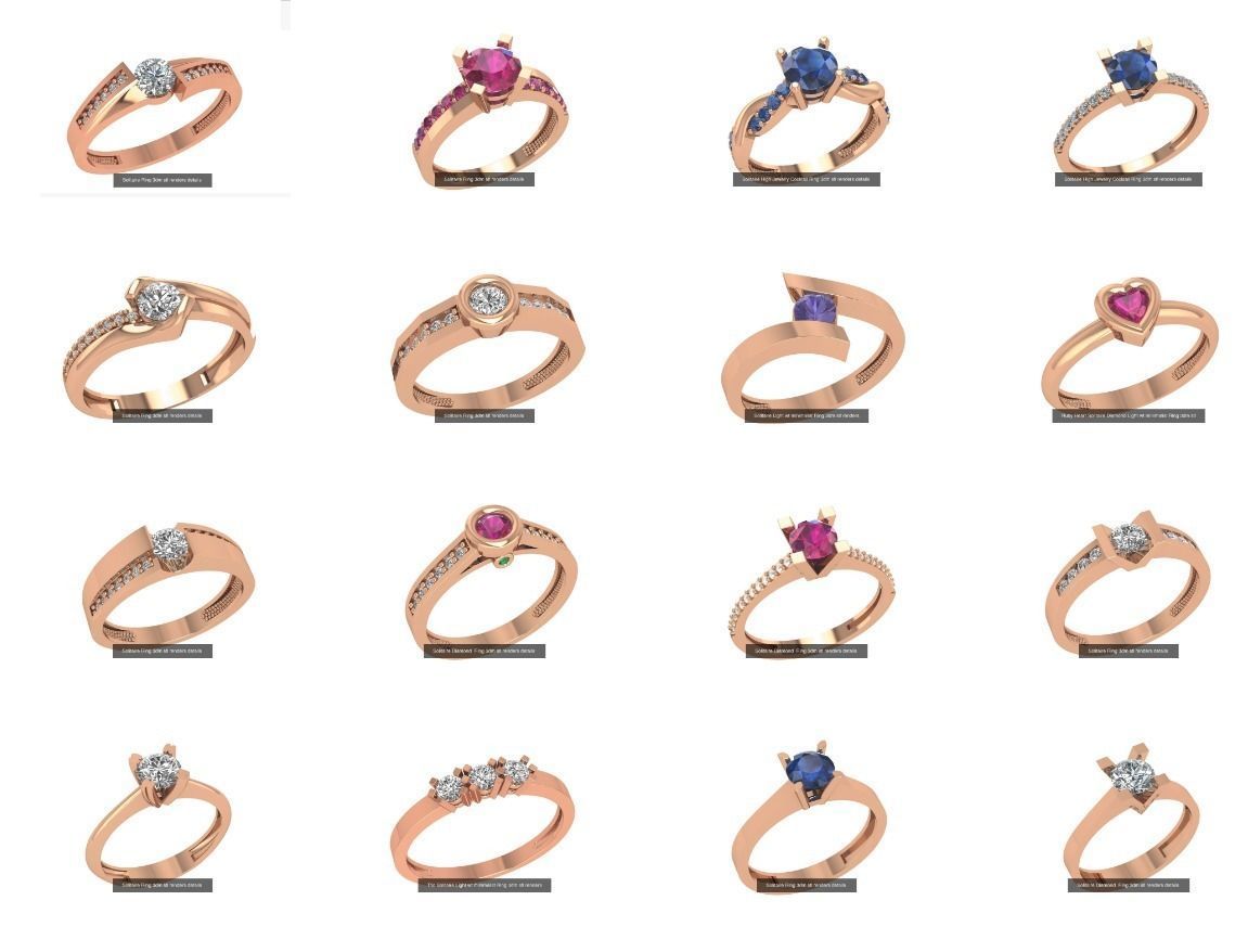 41 Solitaire Diamond Ring 3dm stl renders 3D Model Collection_1