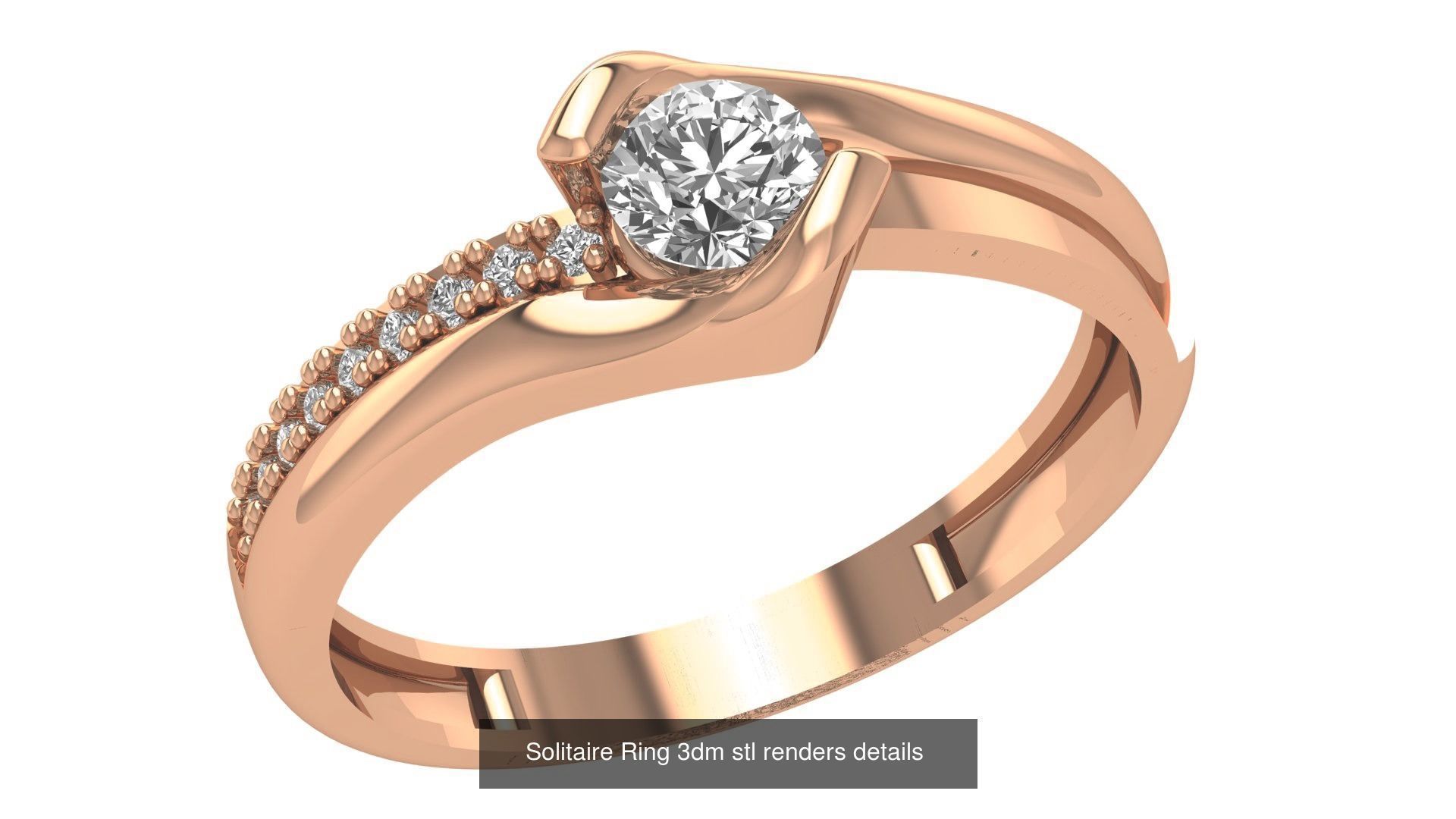41 Solitaire Diamond Ring 3dm stl renders 3D Model Collection_7