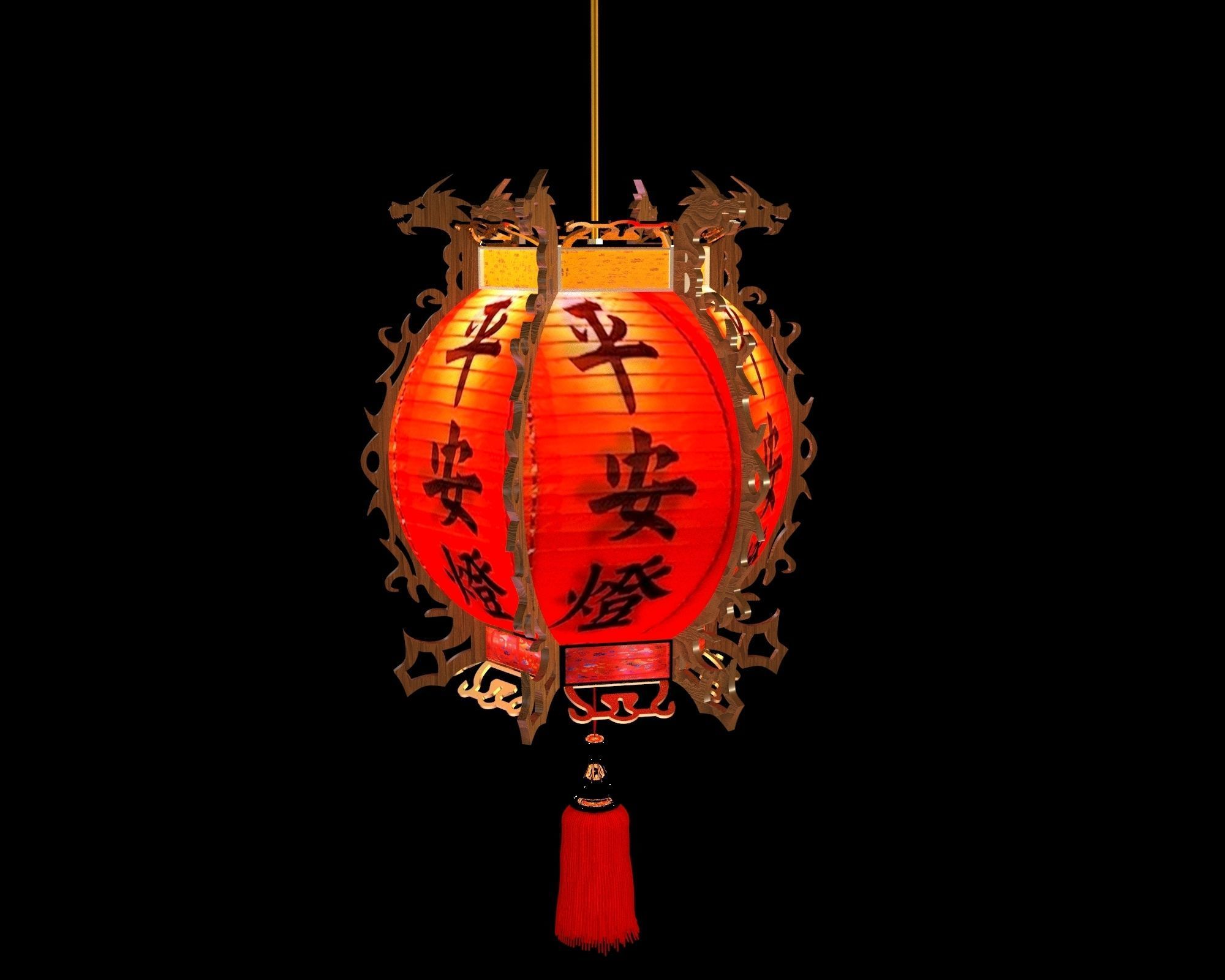 Chinese red lantern 3D model_1