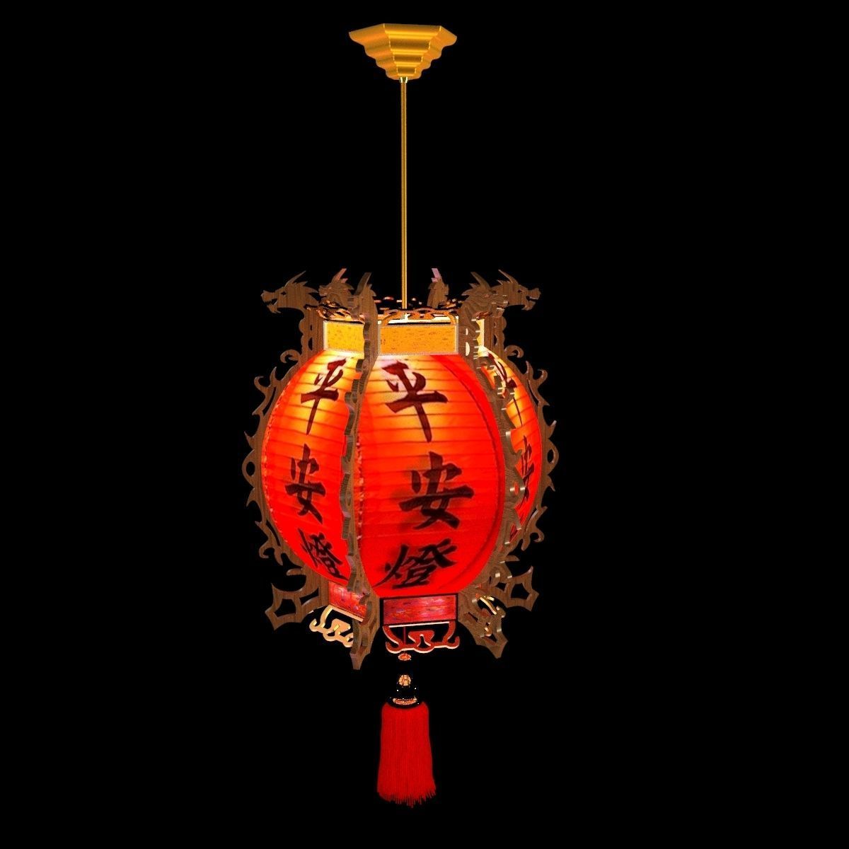 Chinese red lantern 3D model_6