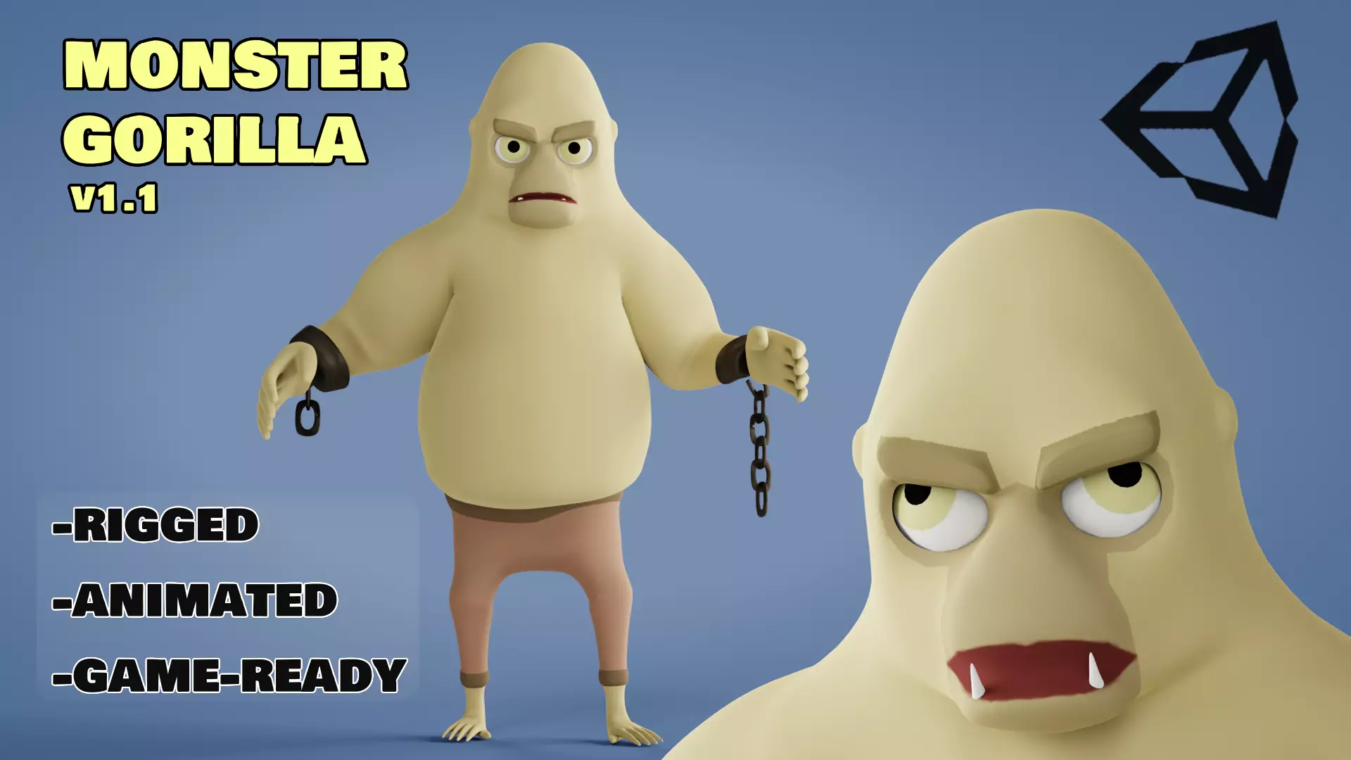 Rigged Cartoon Monster Gorilla Low-poly 3D model