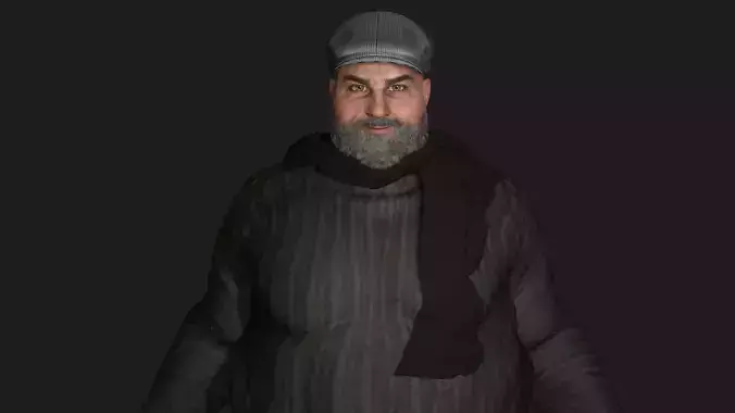 Grandpa Antonio  - AAA Old Man Beard 3D Realistic Character Low-poly 3D model