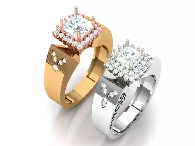 Womens Two piece solitaire ring 3D print model