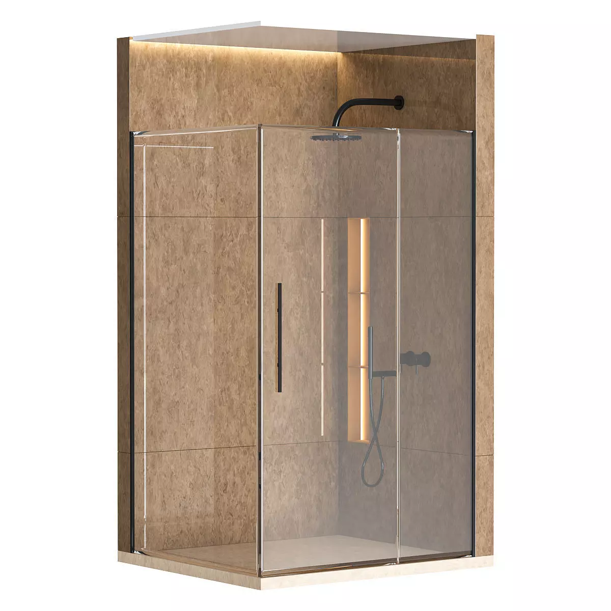 Shower cabin with partition 03 3D model_0