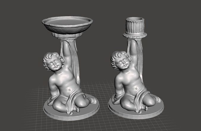 cherub candle stick holder big and small 3D print model