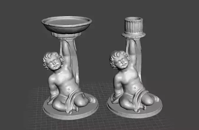 cherub candle stick holder big and small