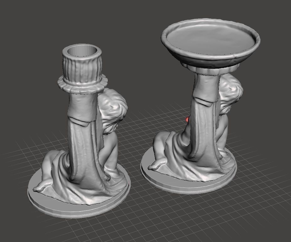 cherub candle stick holder big and small 3D print model_1