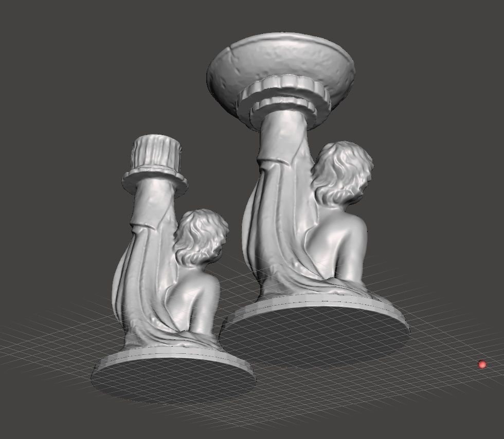 cherub candle stick holder big and small 3D print model_3