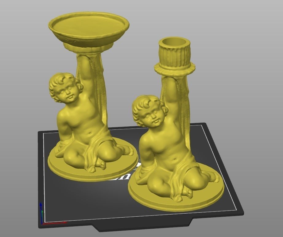 cherub candle stick holder big and small 3D print model_5