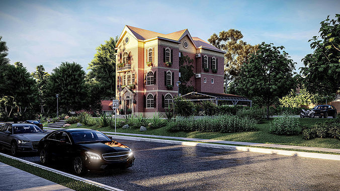 Casa  Scene-villa-modern house  3D model 4