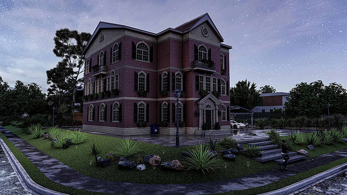 Casa  Scene-villa-modern house  3D model 6