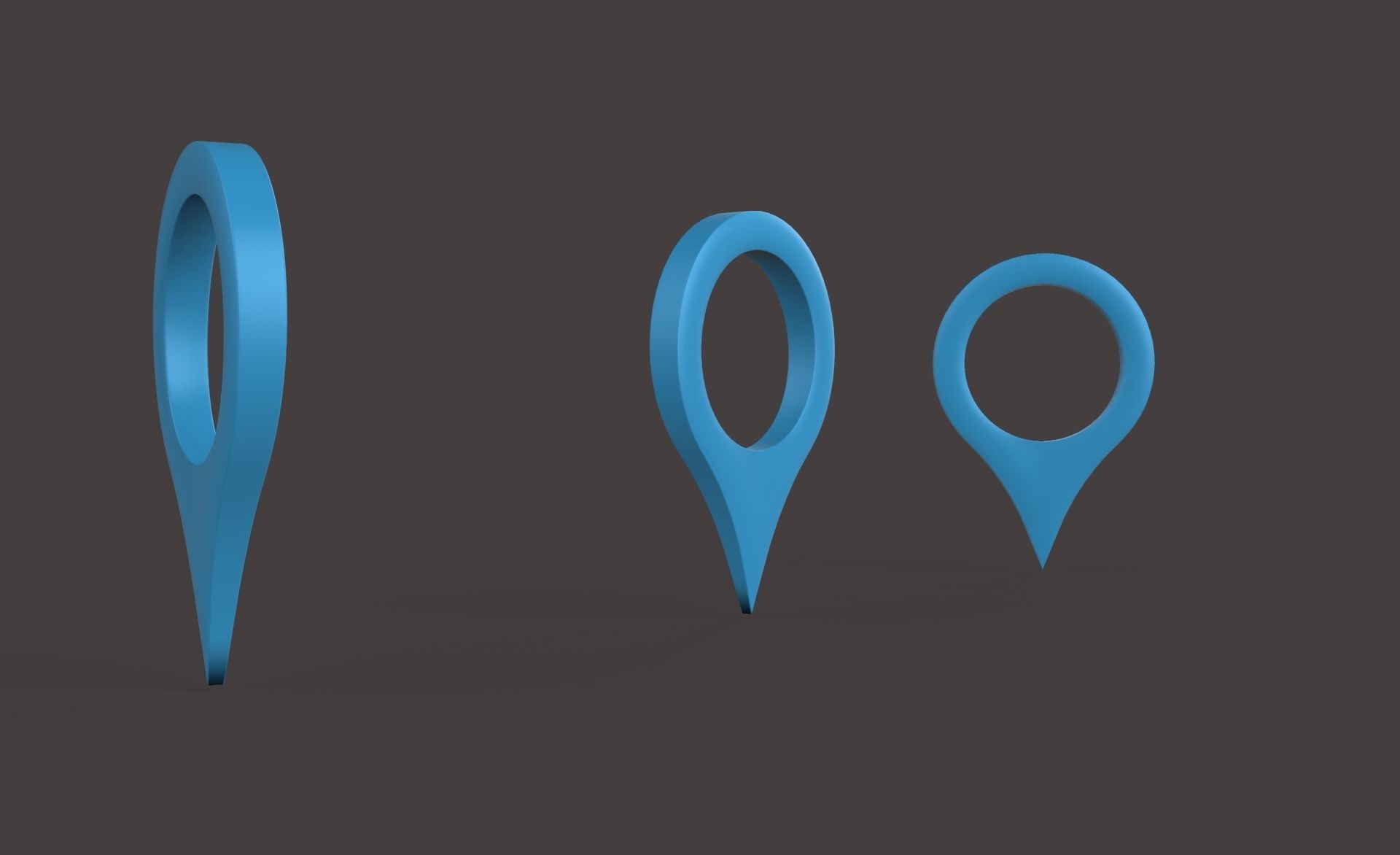 Pin 001 - Map Pointer Basic Blue Low-poly 3D model_7