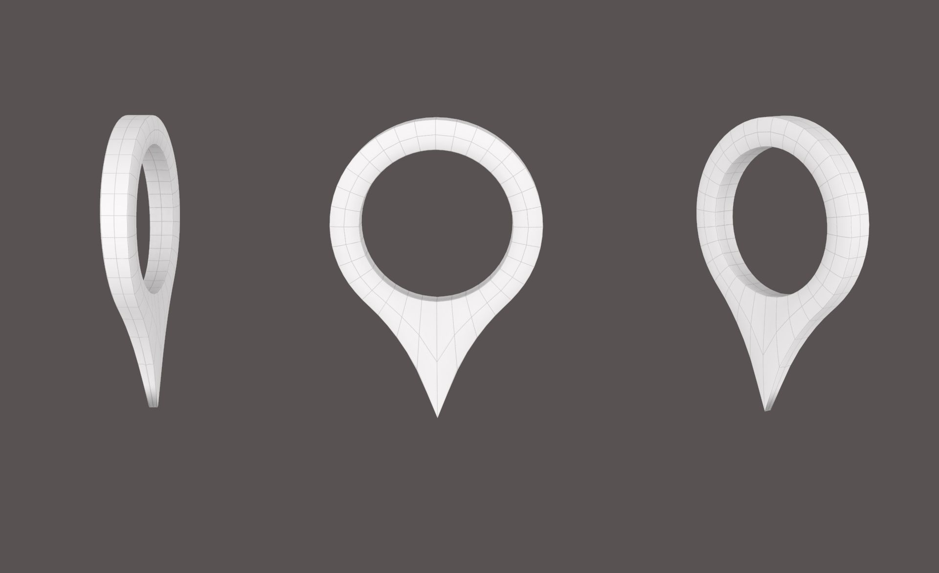 Pin 001 - Map Pointer Basic Blue Low-poly 3D model_10