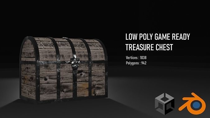 Treasure Chest Low-poly 3D model