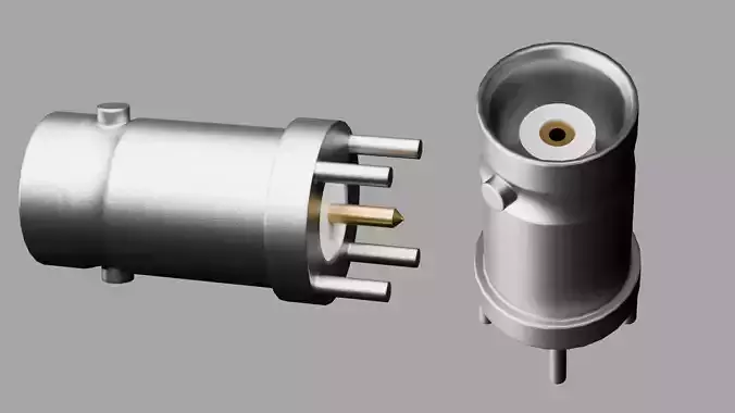 PCB Female Vertical BNC Bayonet Coupling MechanismConnector 3D model