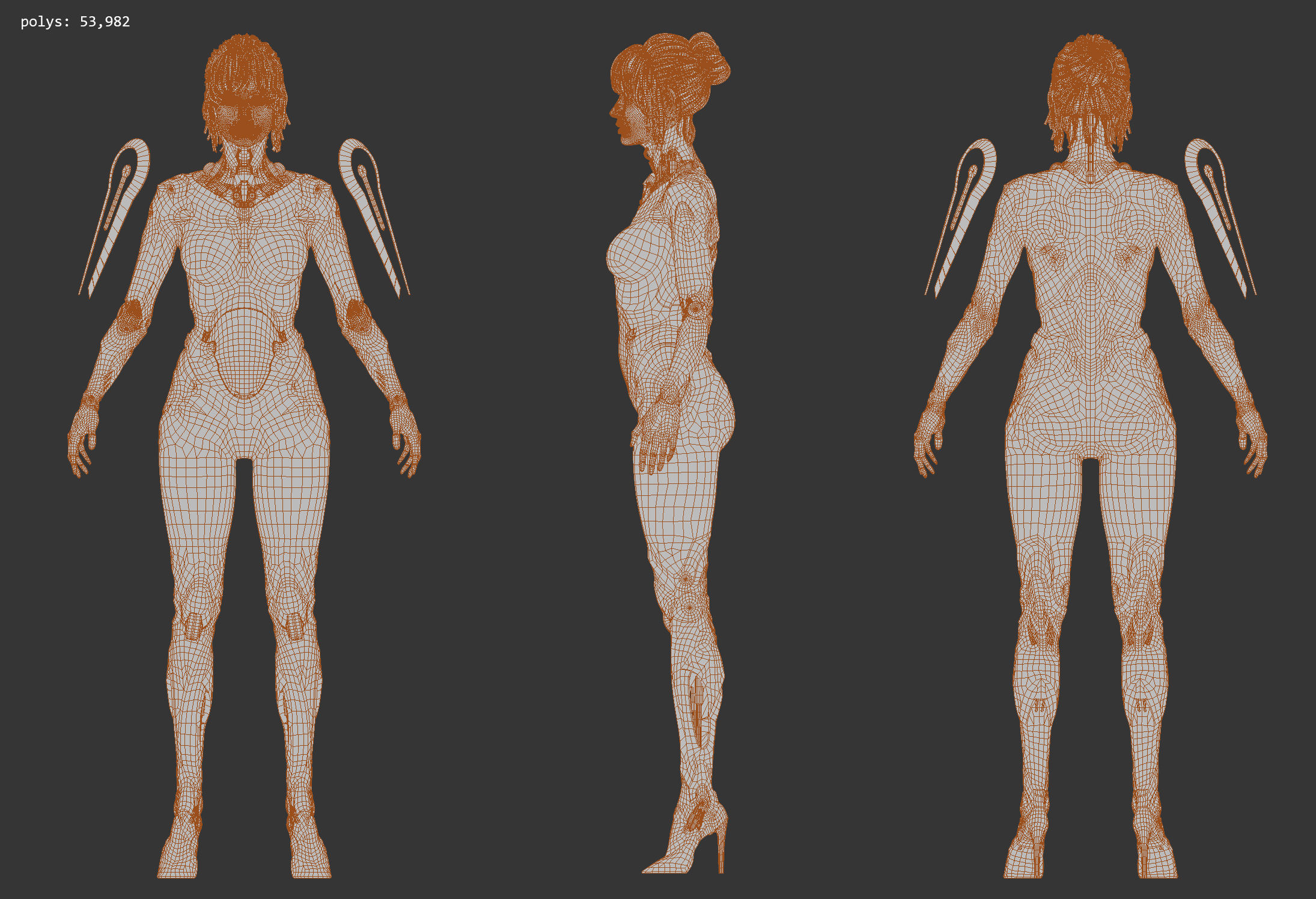 3d Cyberpunk Girl - Game Ready and Recordings Low-poly 3D model_9