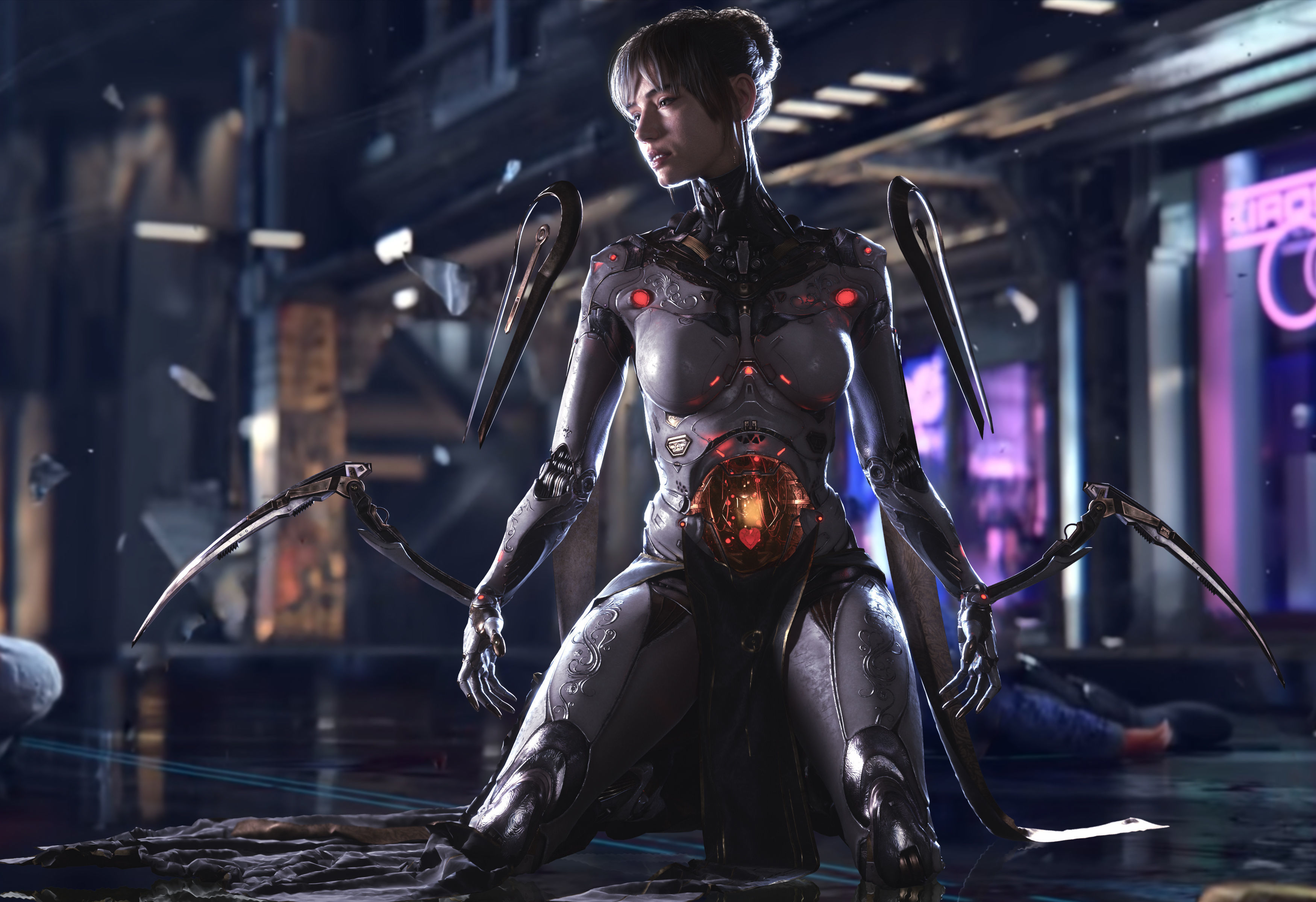 3d Cyberpunk Girl - Game Ready and Recordings Low-poly 3D model_4