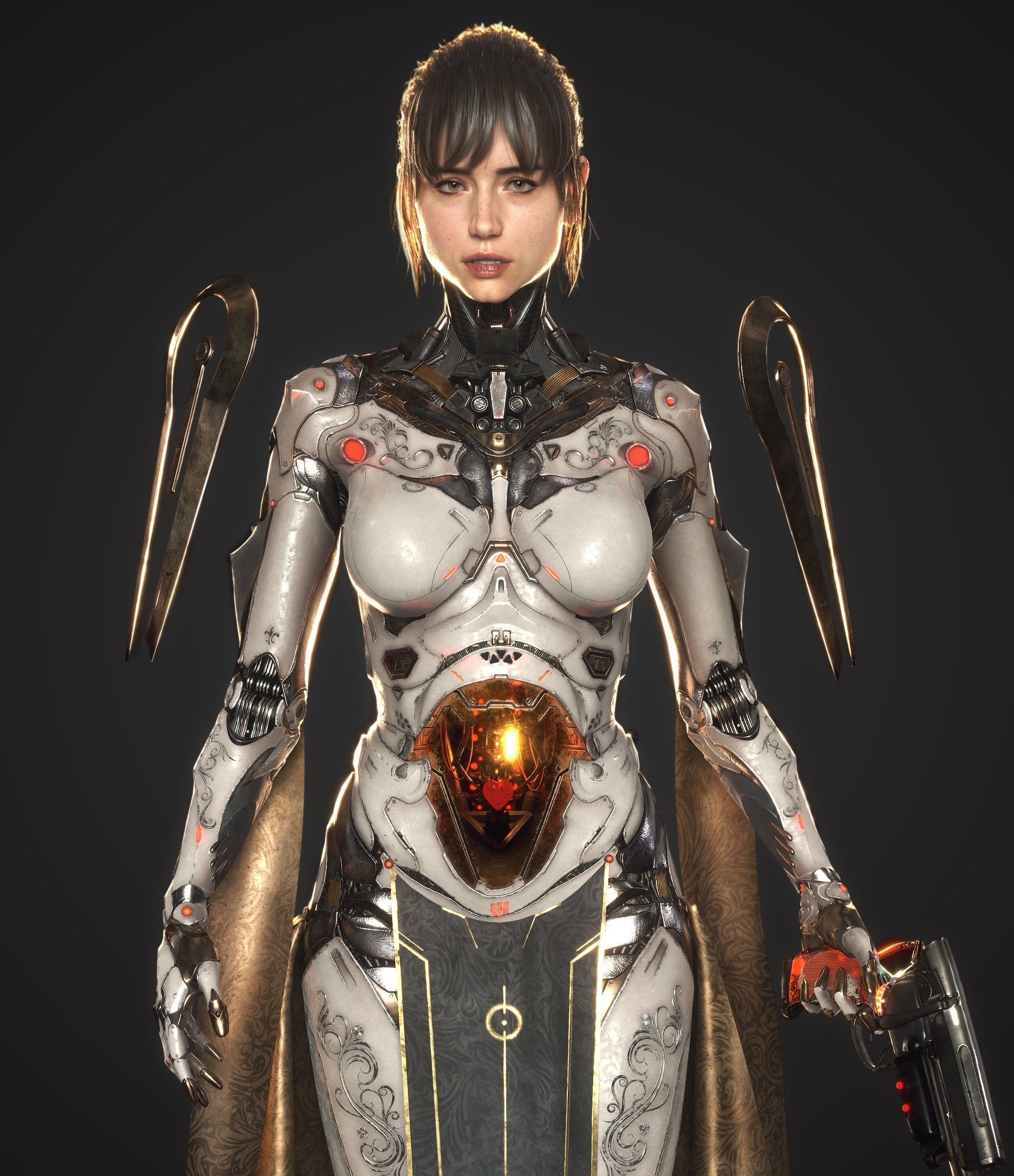 3d Cyberpunk Girl - Game Ready and Recordings Low-poly 3D model_2