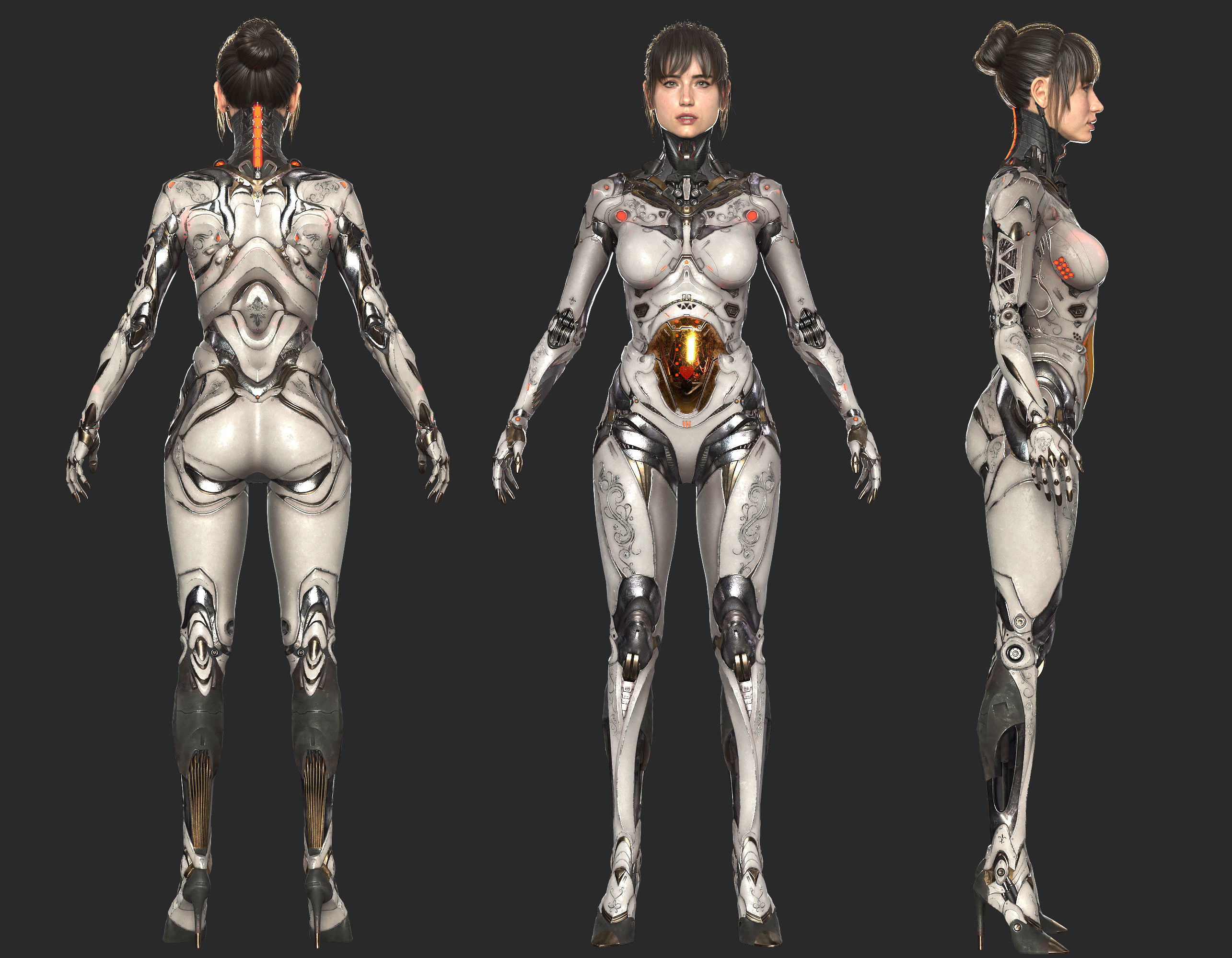 3d Cyberpunk Girl - Game Ready and Recordings Low-poly 3D model_3