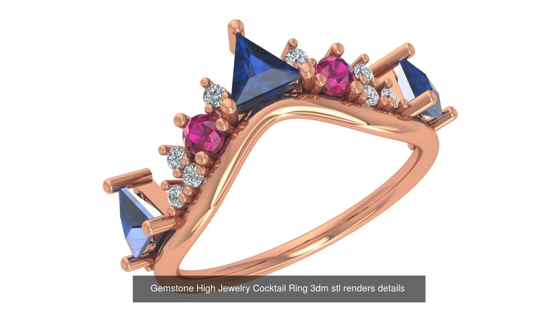 72 High Jewelry Cocktail Ring 3dm stl renders details 3D Model Collection_58