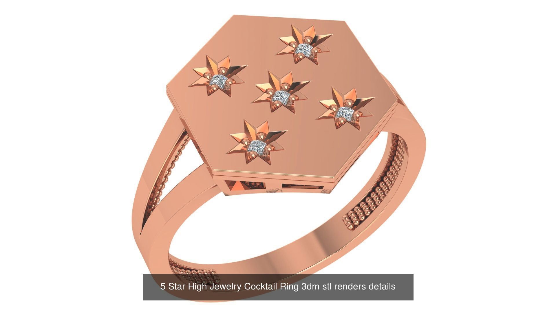72 High Jewelry Cocktail Ring 3dm stl renders details 3D Model Collection_40