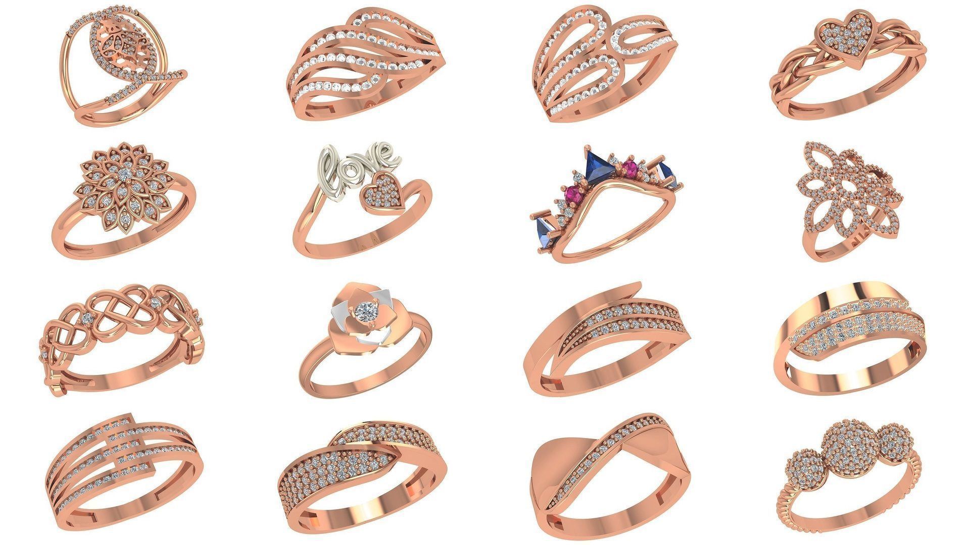 72 High Jewelry Cocktail Ring 3dm stl renders details 3D Model Collection_3