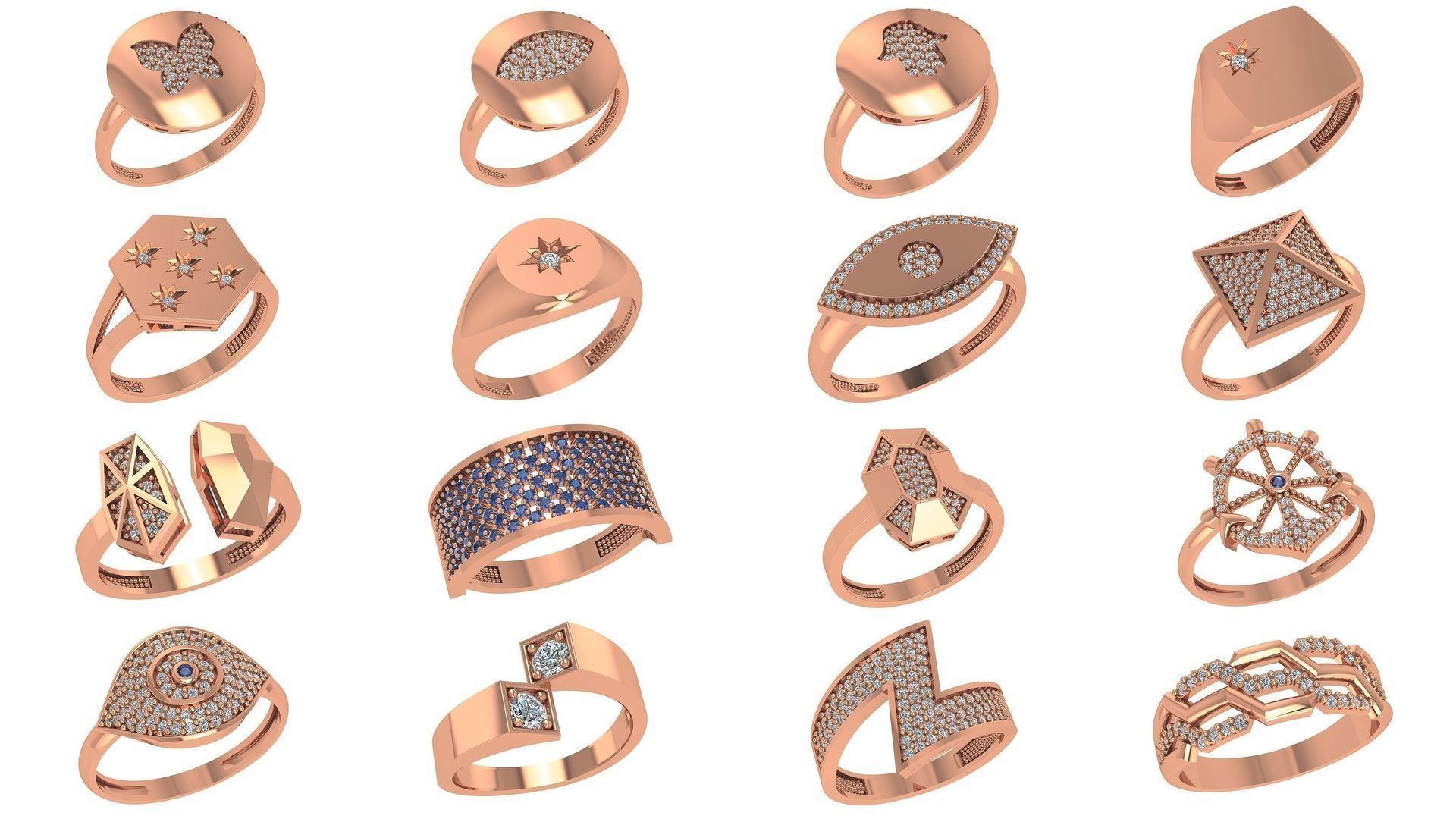 72 High Jewelry Cocktail Ring 3dm stl renders details 3D Model Collection_2