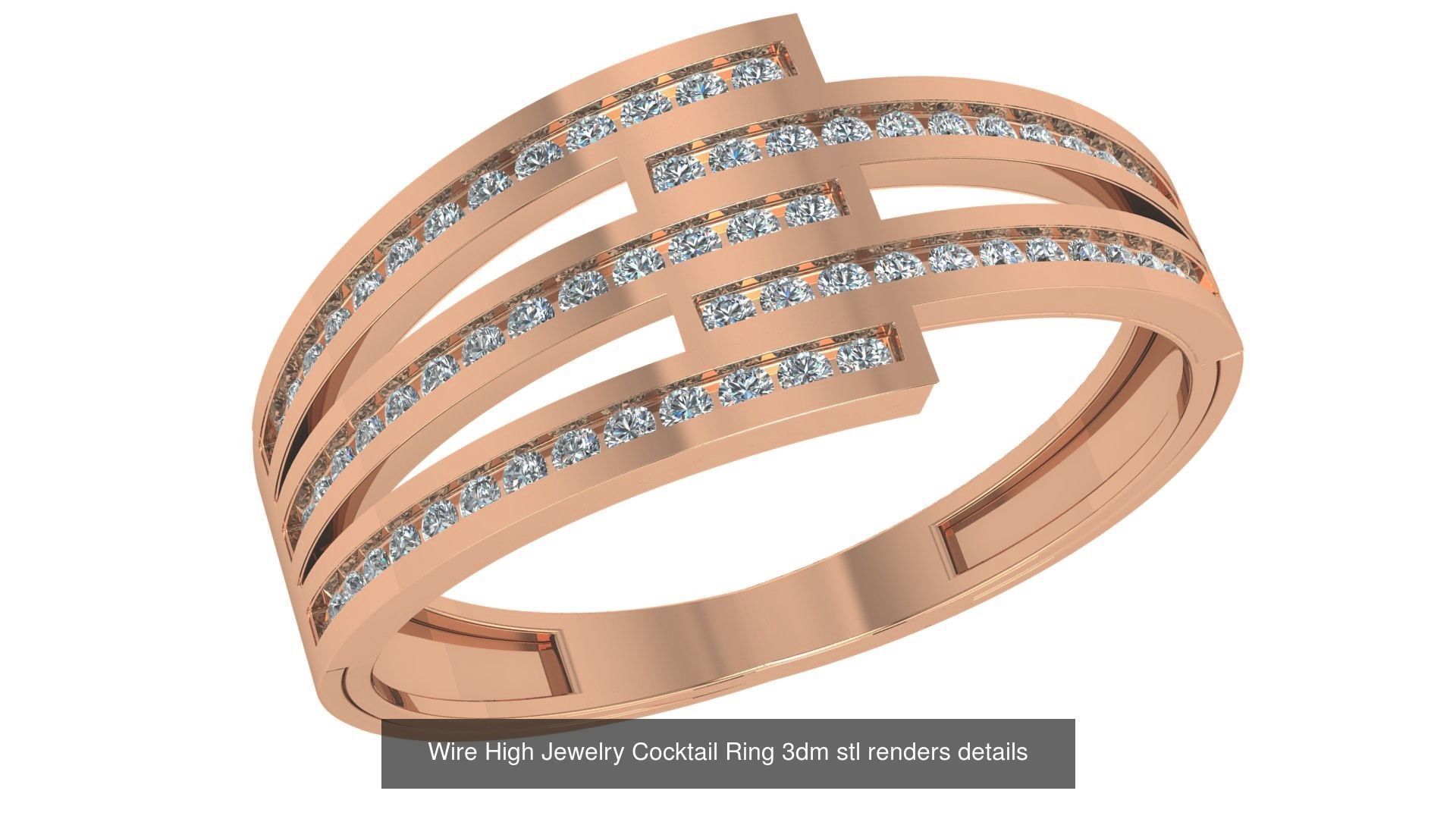 72 High Jewelry Cocktail Ring 3dm stl renders details 3D Model Collection_15