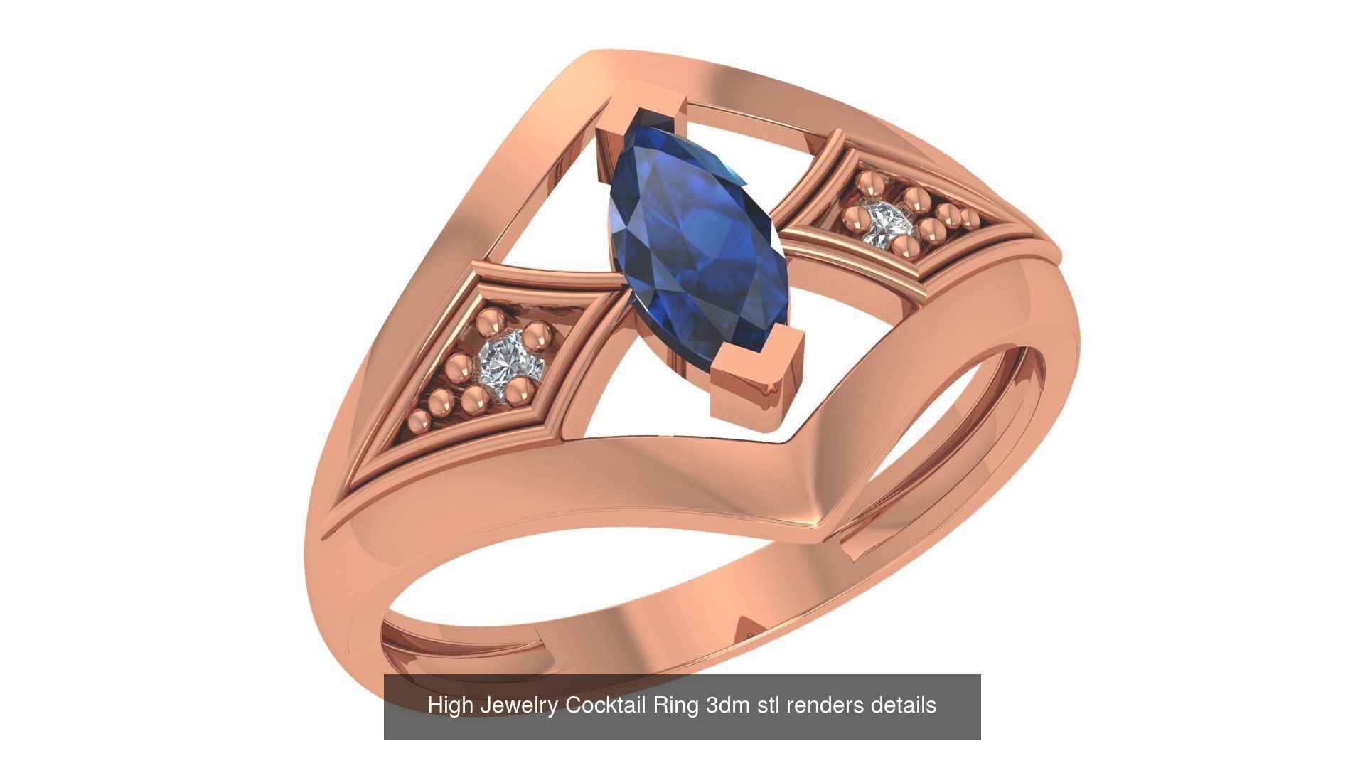 72 High Jewelry Cocktail Ring 3dm stl renders details 3D Model Collection_22