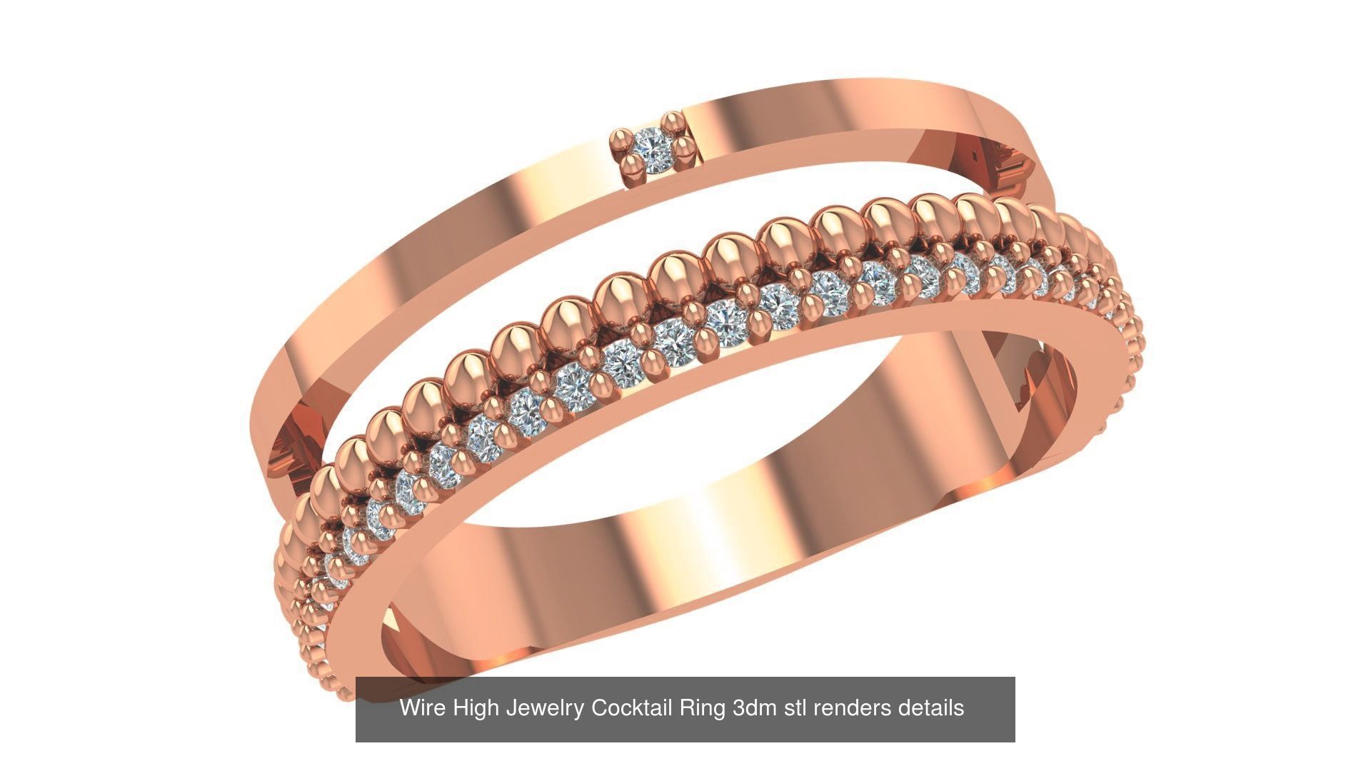 72 High Jewelry Cocktail Ring 3dm stl renders details 3D Model Collection_69