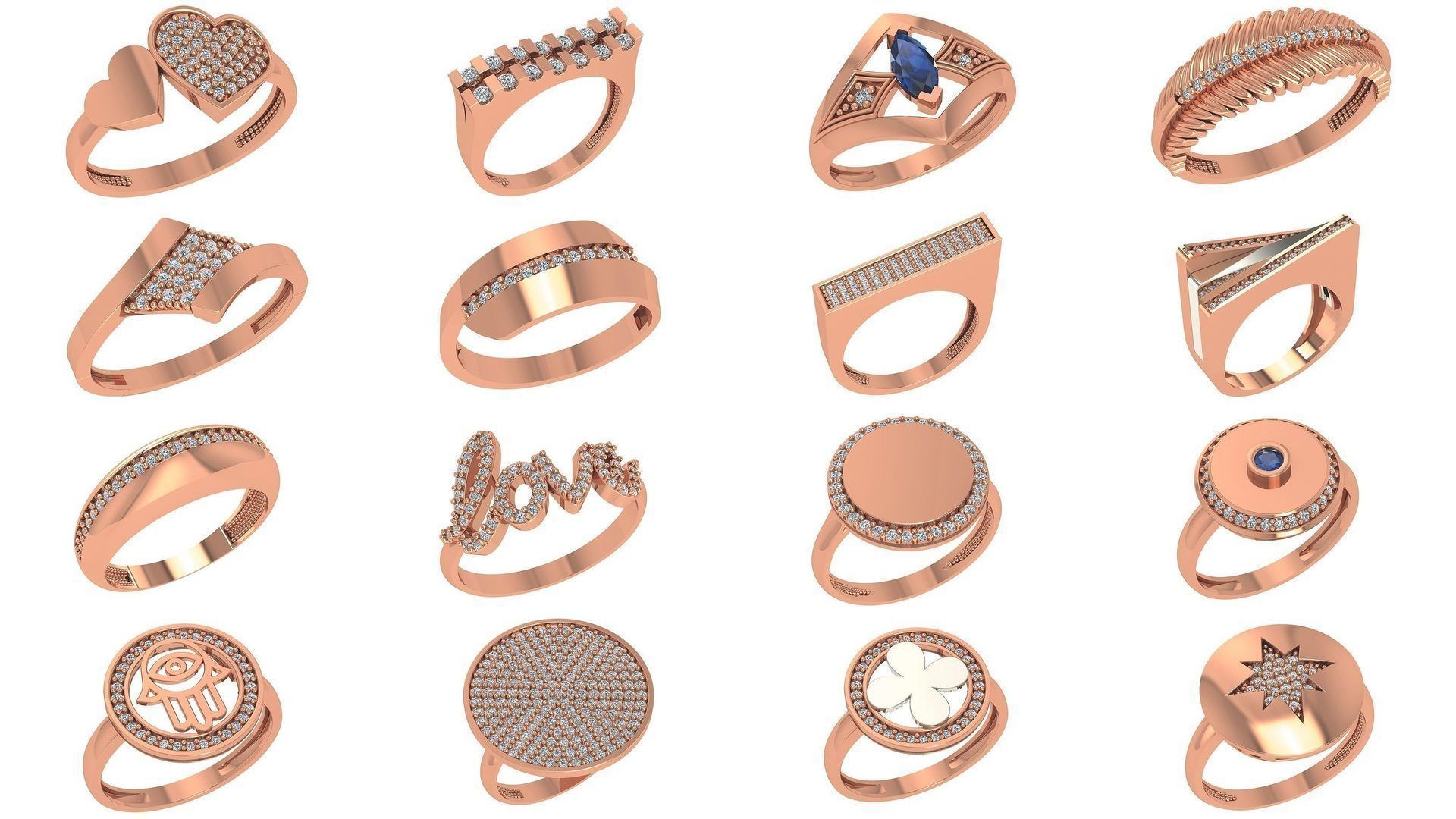 72 High Jewelry Cocktail Ring 3dm stl renders details 3D Model Collection_1