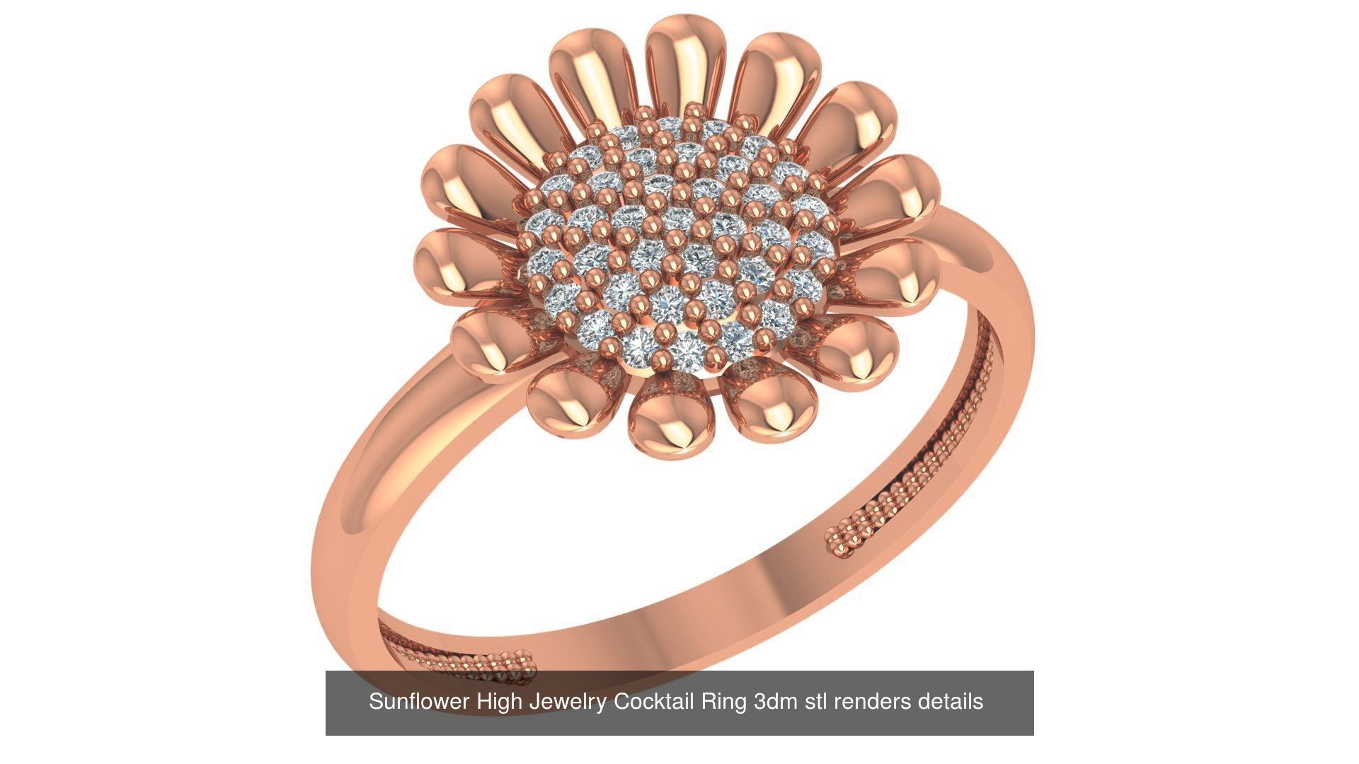 72 High Jewelry Cocktail Ring 3dm stl renders details 3D Model Collection_10