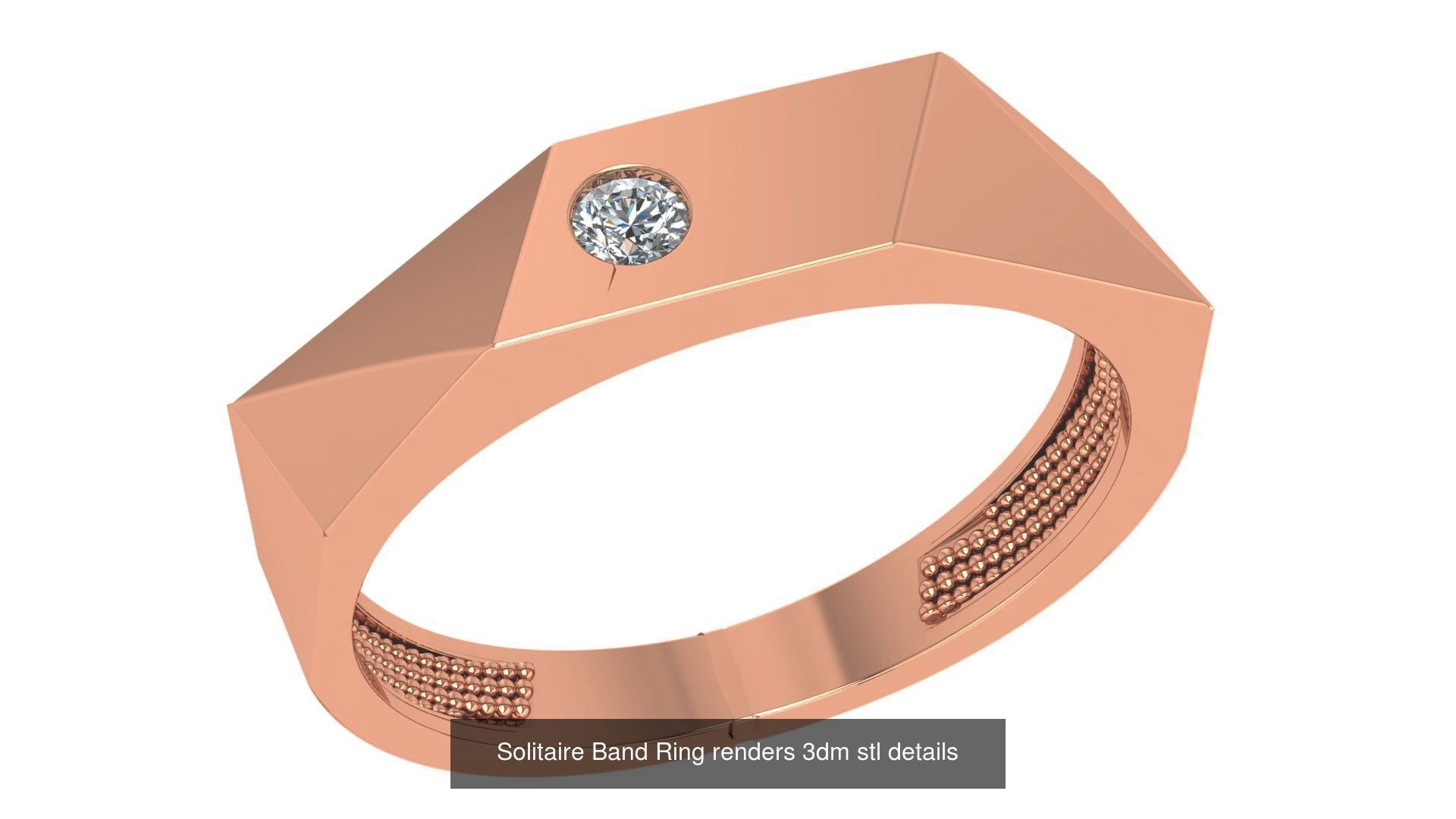 26 Solitaire Band Ring renders 3dm stl details 3D Model Collection_11