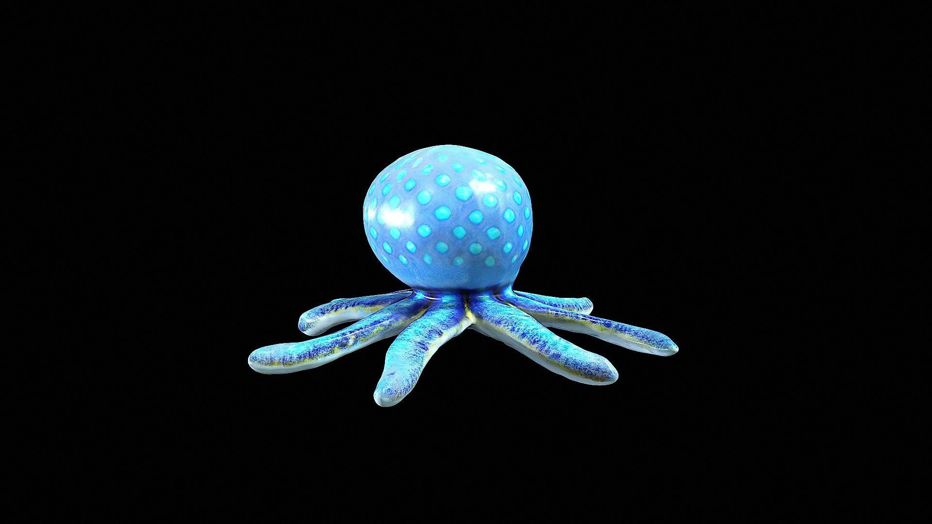 cute blue little octopus 3D model_3