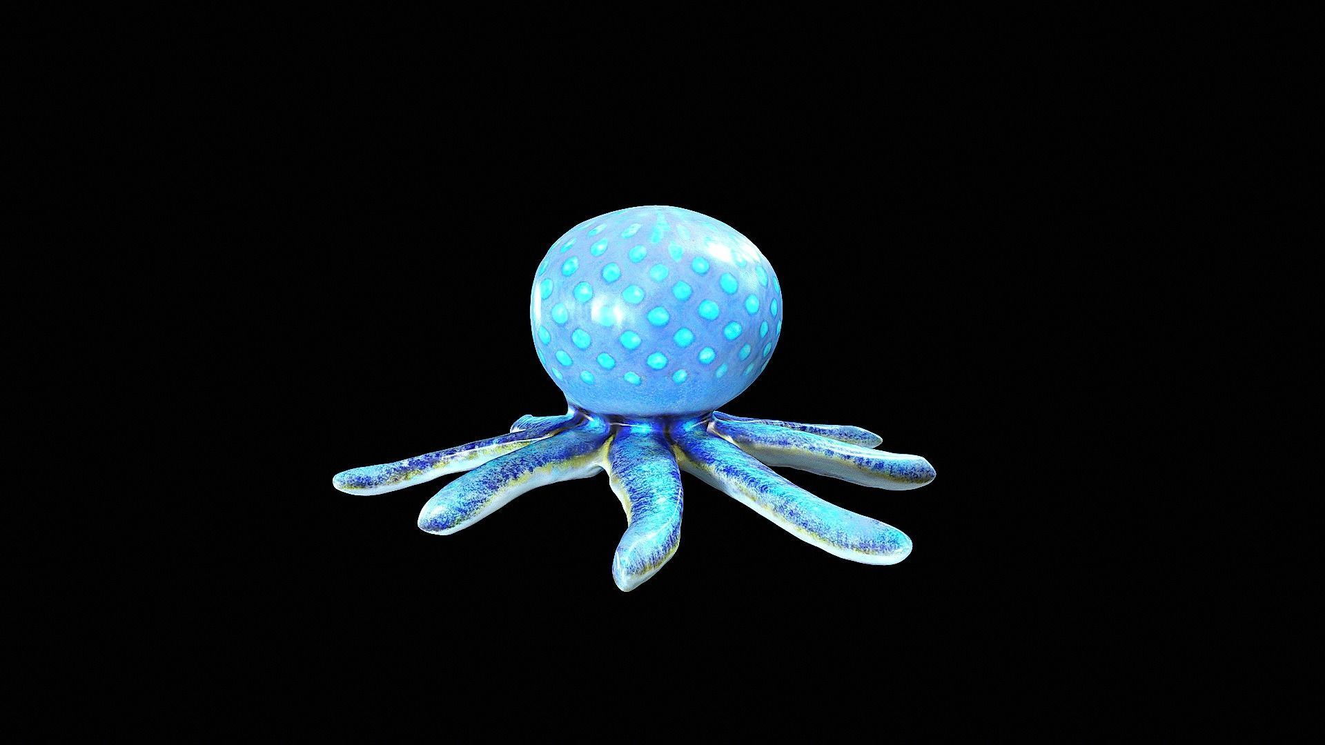 cute blue little octopus 3D model_4